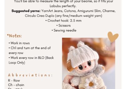 Front view for Labubu including materials and tools