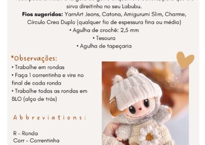 Written crochet materials and tools in portuguese
