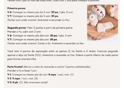 Written crochet instructions in Portuguese for doll overalls – PDF tutorial