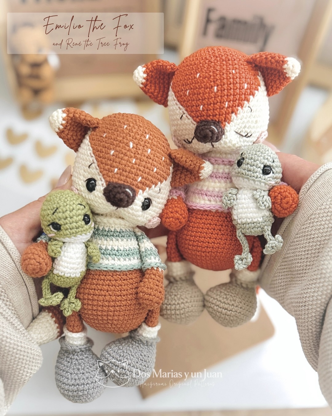 Emilio the Fox & René the Tree Frog — Woodland Amigurumi Pattern with Printable Packaging | Trilingual PDF - Image 5